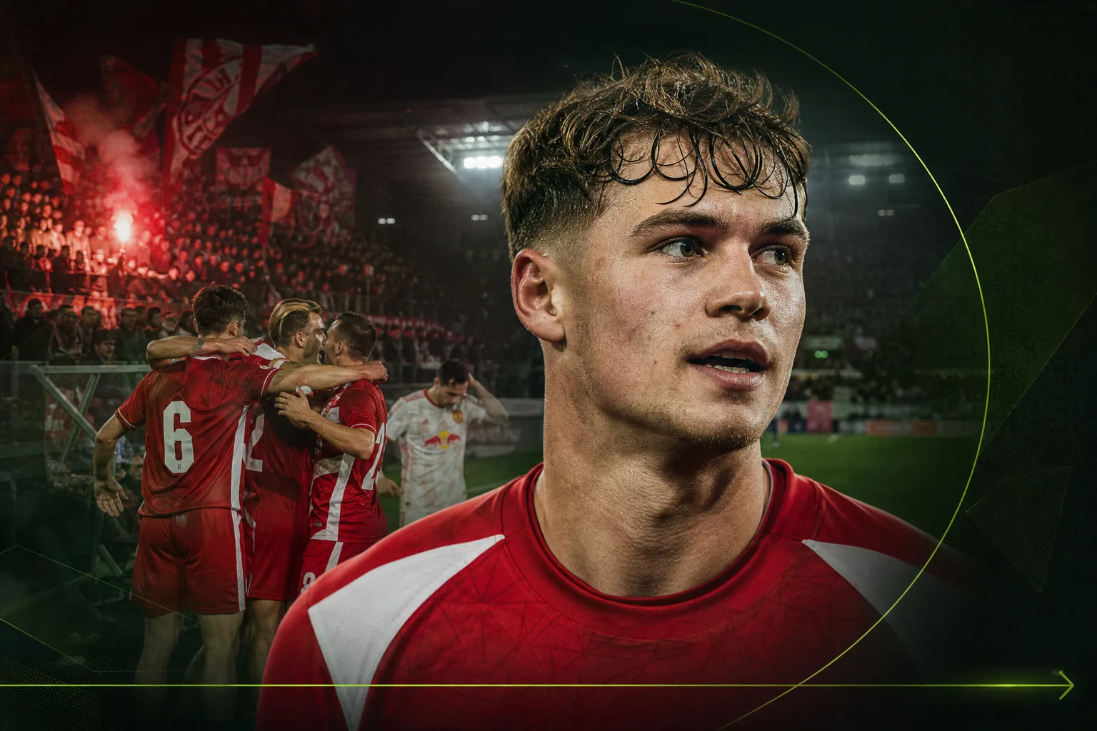 Titelbild: Rot‑Weiss Essen ärgert RB Leipzig: Janne Sietan nach dem 1:2 im DFB‑Pokal
